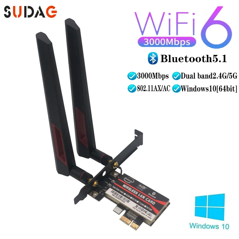 Фото Двухдиапазонный 3000 Мбит/с Wi Fi 6 Intel AX200 PCIe Беспроводной адаптер 2 4G/5 ГГц 802.11ac/ax Bluetooth