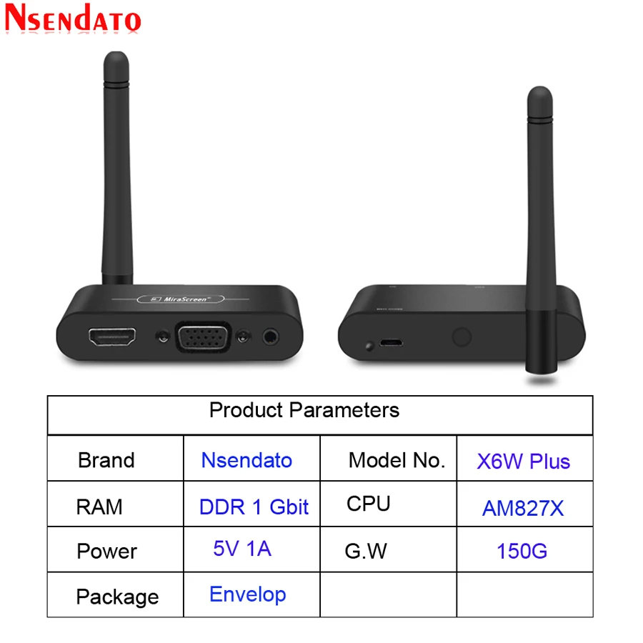 Mirascreen X6W Plus Wireless Miracast 5G 4K Display TV stick adapter 3 in 1 HD VGA AV 1080P wifi Receiver Dongle | Электроника