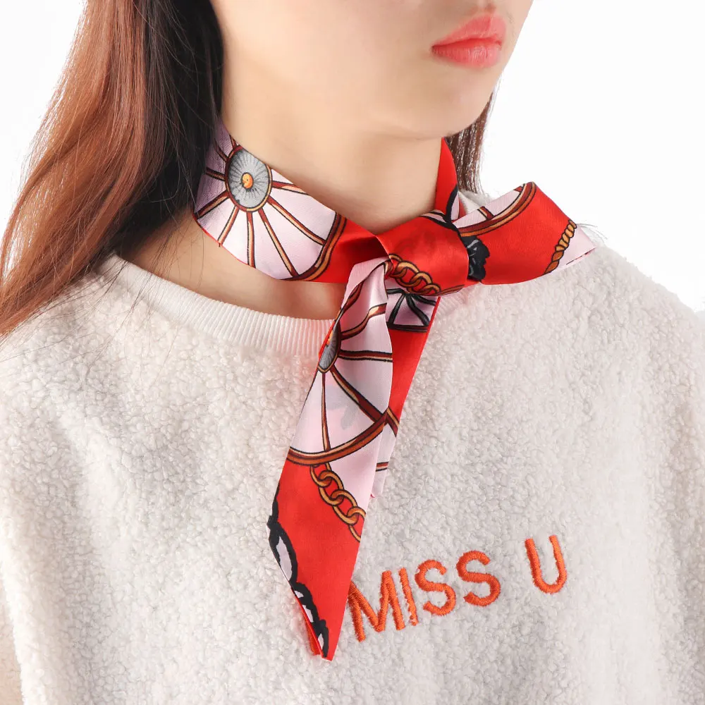 Новинка 2021 шелковый шарф повязка на голову Длинная лента хвост резинка для волос