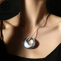 silver color big circle necklace decorative chain neck chokers suspension pendants for women costume jewelry korean accessories