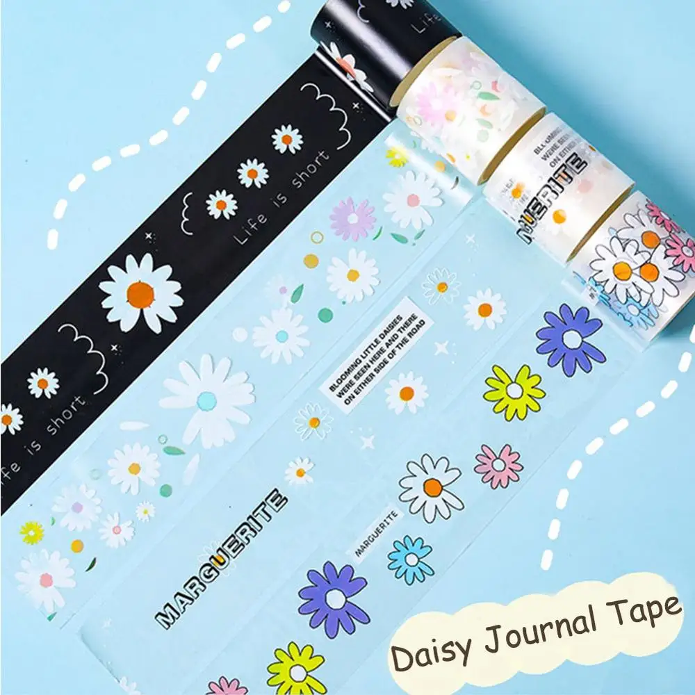 

Journal Daisy Decorative Tape PET Transparent Waterproof Tape Scrapbooking Diary Tape Stickers Diary Decor Stationery Supplies