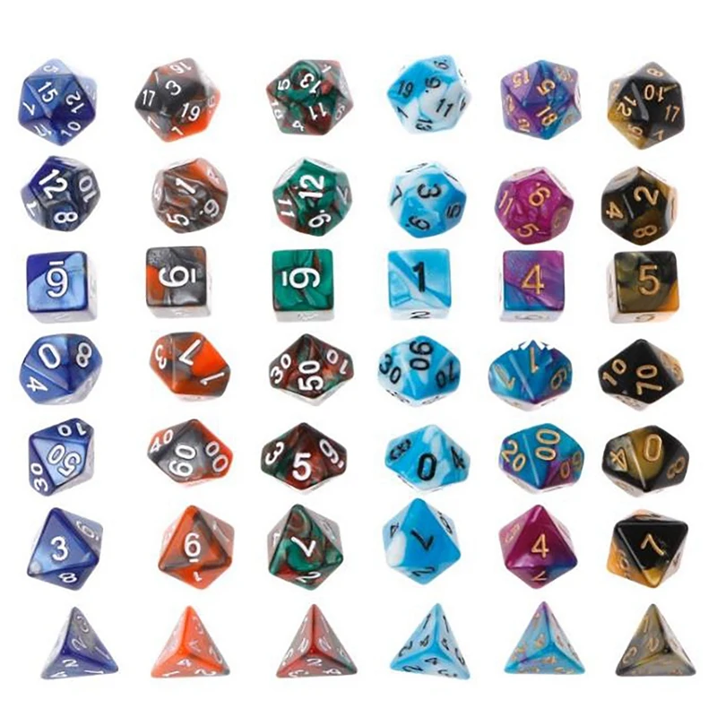 

42 шт./компл. Туманность кости обеспечивает игральные кости DnD для DnD MTG настольная ролевая игра, два Цвет мульти-перед набор Игральный костей