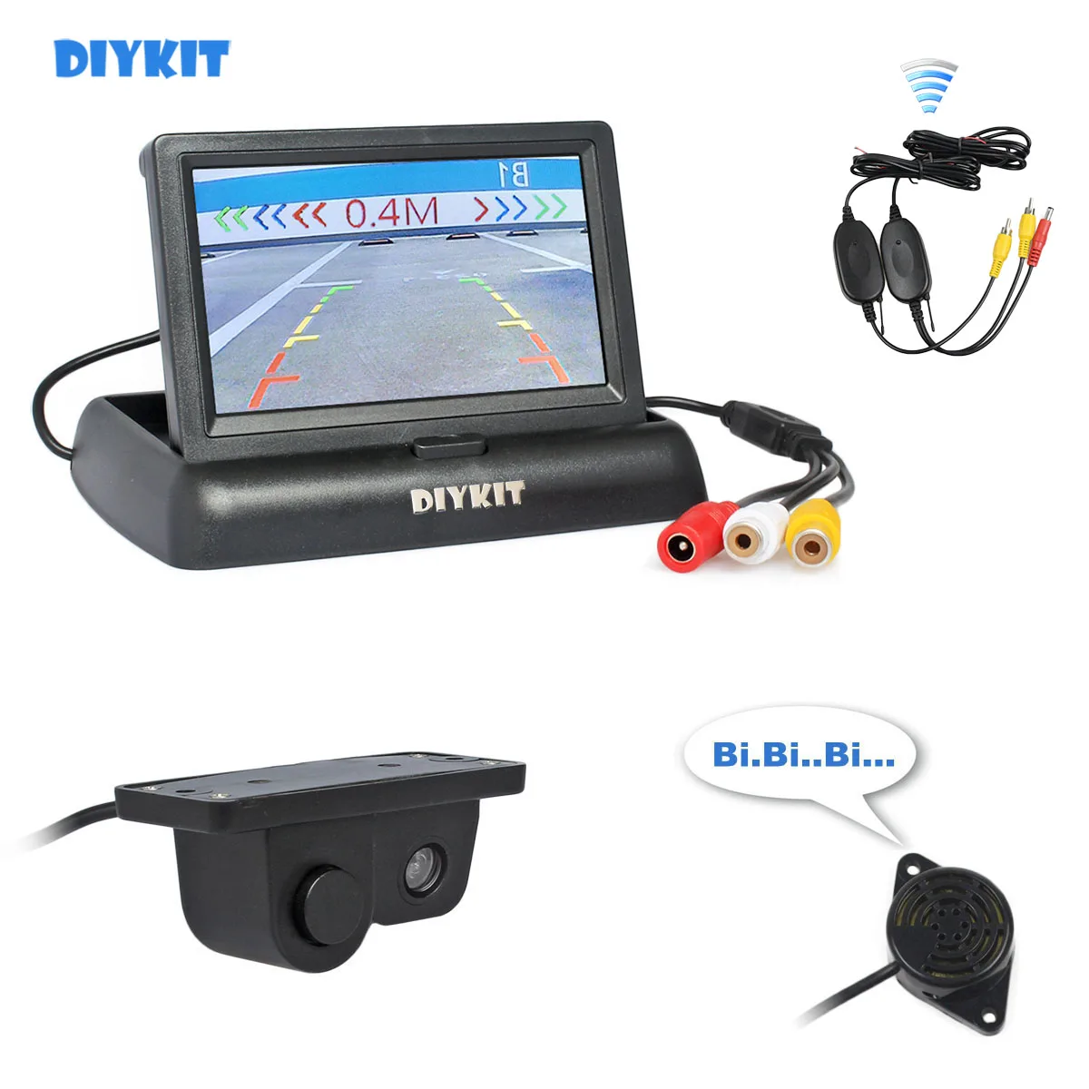 DIYKIT беспроводной 4 3 &quotскладной цветной TFT ЖК монитор автомобиля +