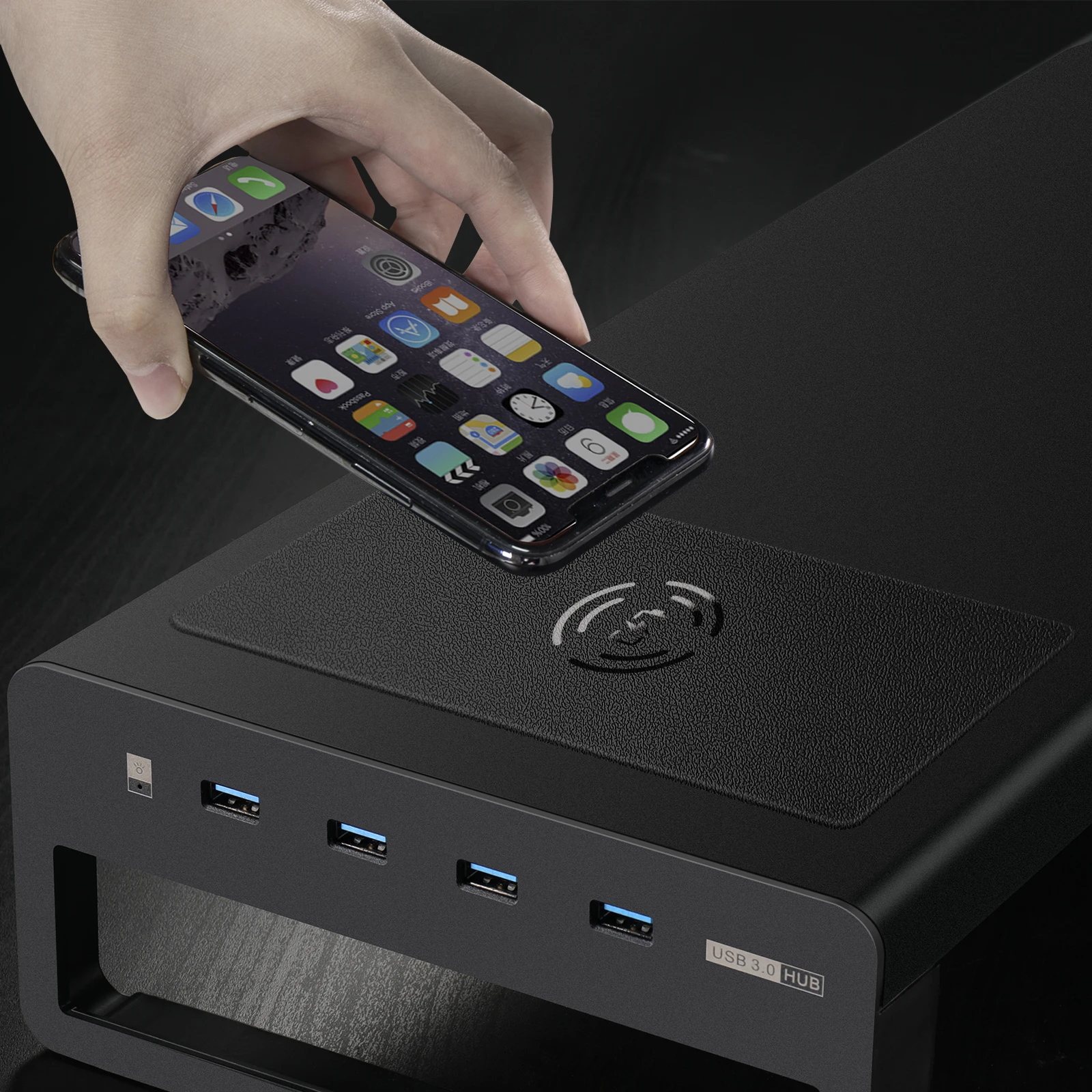 Dual Monitor Stand Aluminum Riser with Wireless Charging and 4 USB 3.0 Hub Ports Space Saving Desk Organizer | Компьютеры и офис