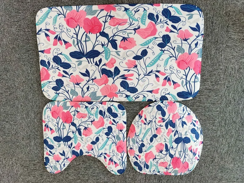 Набор из трех предметов коврик с принтом птиц и цветов для балкона ванной кухни 3D