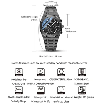 CHENXI  Top Luxury Brand Mens Watches Fashion Business Quartz Watch Men Waterproof Wristwatch Stainless Steel Relogio Masculino 5