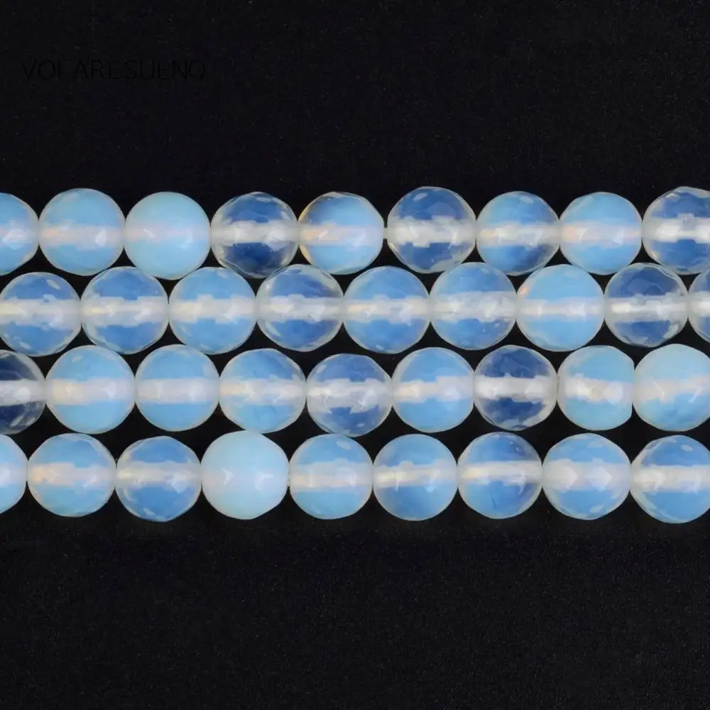 Natural Faceted White Opal Ball Round Loose Beads For Jewelry Making 4-12mm Spacer Fit Diy Women's Bracelets Necklace 15“ | Украшения