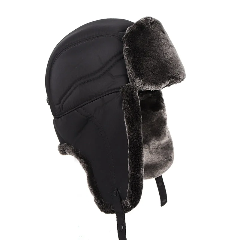 gray fur Новинка, зимние теплые шапки-бомберы из искусственного меха, ушанки, русские шапки-ушанки, черные мужские шапки для папы, ушанки Gorro, советская снежная шапка черного цвета - Цвет: gray fur