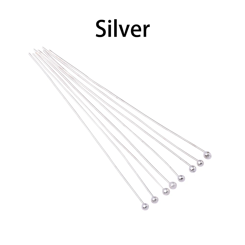 Silver 200 шт./лот, длина 16, 20, 25, 30, 35, 40, 50 мм, золото, серебро, металлическая шариковая головка, шпильки для изготовления ювелирных изделий своими руками, диаметр 0,5 мм - Цвет: Silver