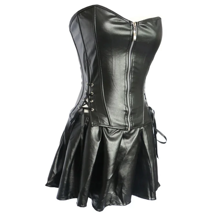 

Corset Sexy Leather Zipper court corset