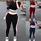 Комплект для йоги женский из 2 предметов, пикантный укороченный Топ с длинным рукавом и штаны, тренировочный спортивный костюм для спортзала, фитнеса, атлетики