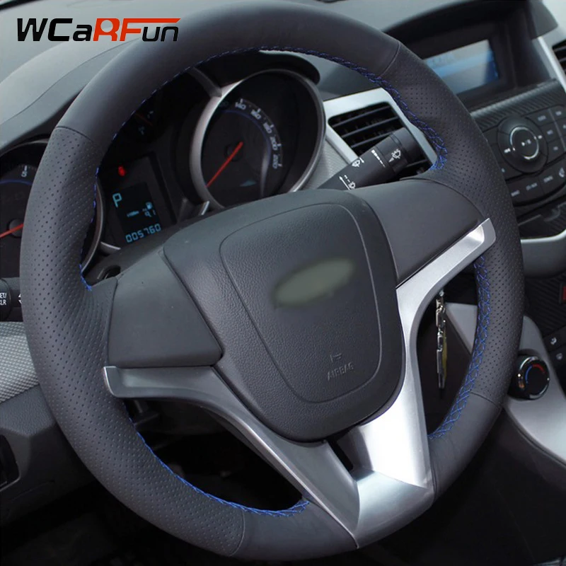 WCaRFun ручной работы черный чехол на руль из искусственной кожи для Chevrolet Cruze 2009-2014