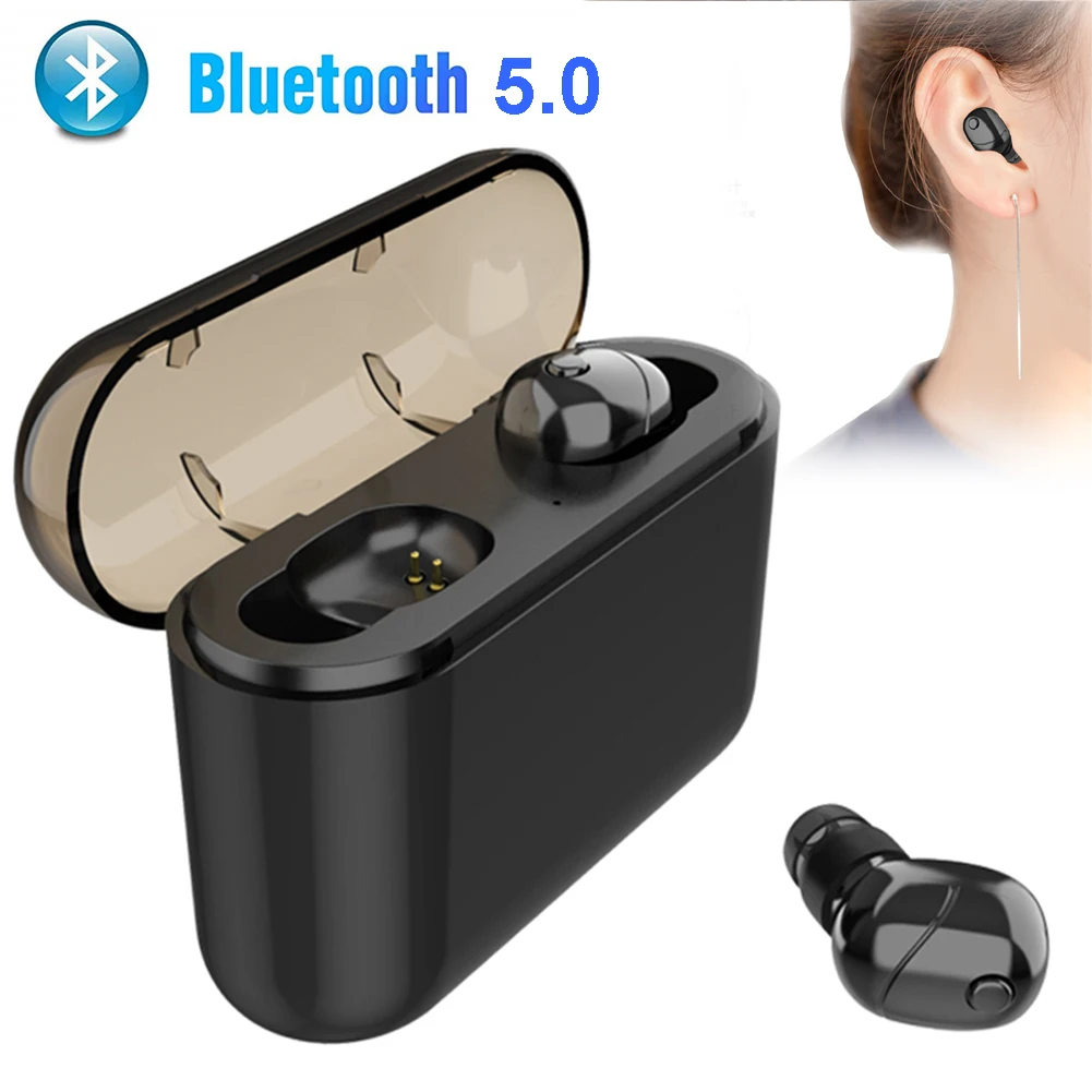 

Миниатюрные наушники с шумоподавлением, стереонаушники, двойные наушники, Автоматическое Сопряжение с портативным зарядным чехлом, Совмес...