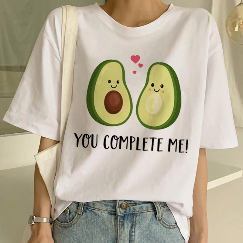 

Kawaii Cartoon Avocado Short Sleeve T-shirt Women Casual Avocado Graphic Tops Female Tee Summer Harajuku Women T-shirts Tops