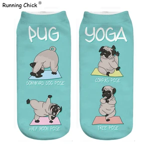 Носки с принтом мопса, йоги, поза, новинка, оптовая продажа, Прямая поставка, тапочки для женщин, прямые поставки, женские носки 5 пар Cn (происхождение)