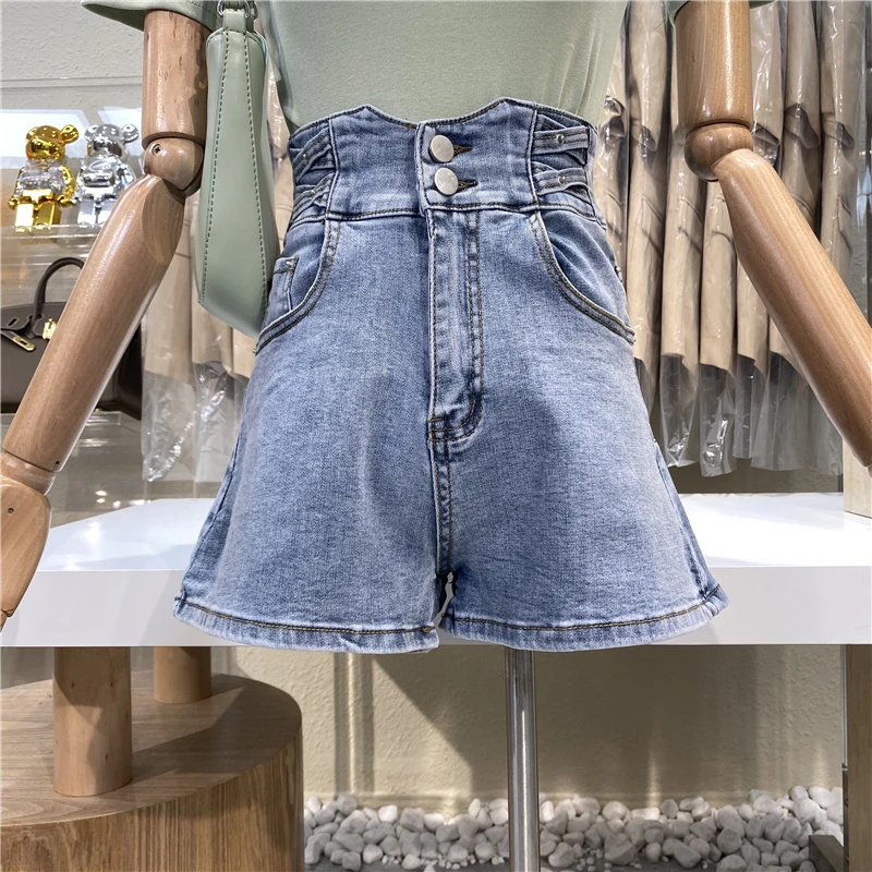

Niche Design 2021 Side Crossed High Waist Shorts Straight A-line Slim Stretch Hot Pants