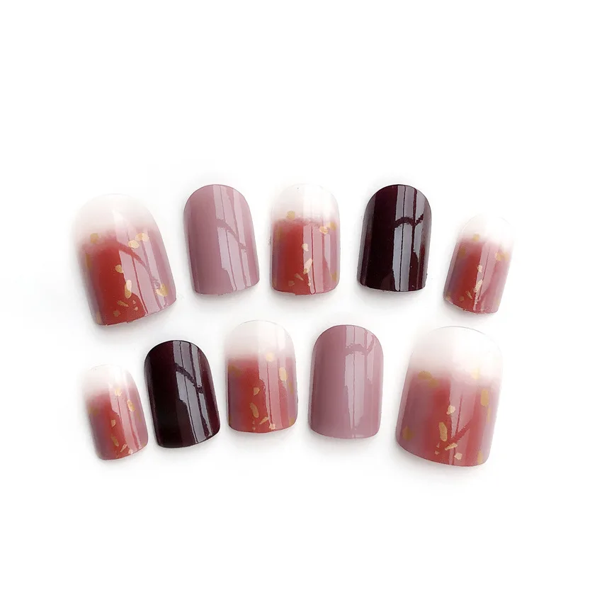 Накладные ногти 24 шт. коричневые кофейные розовые с затенением дизайнерские
