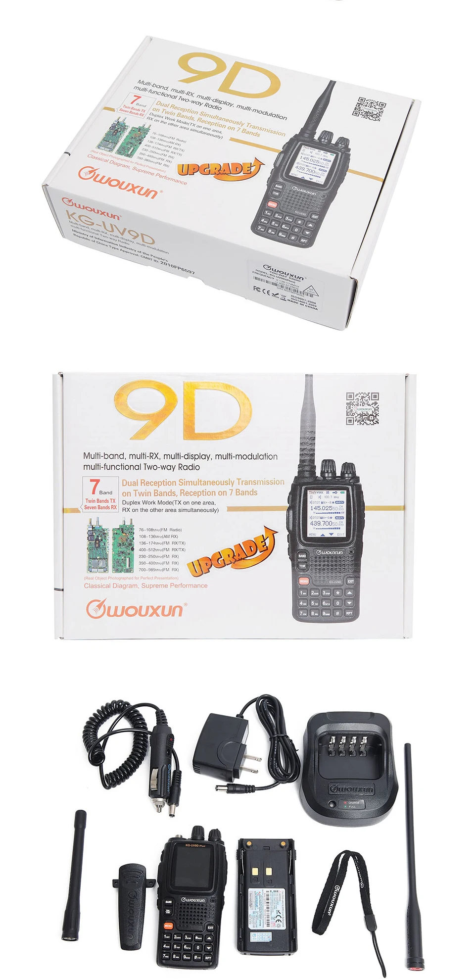 Wouxun KG-UV9D Plus Walkie Talkie CB радиостанция приемопередатчик многодиапазонный Воздушный диапазон частоты 108-136 МГц полицейский 350-390 МГц UV-9R
