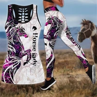 plstar cosmos workout pants horse lady 3d printed hollow out tank legging suit top sexy yoga fitness soft legging women girl 03
