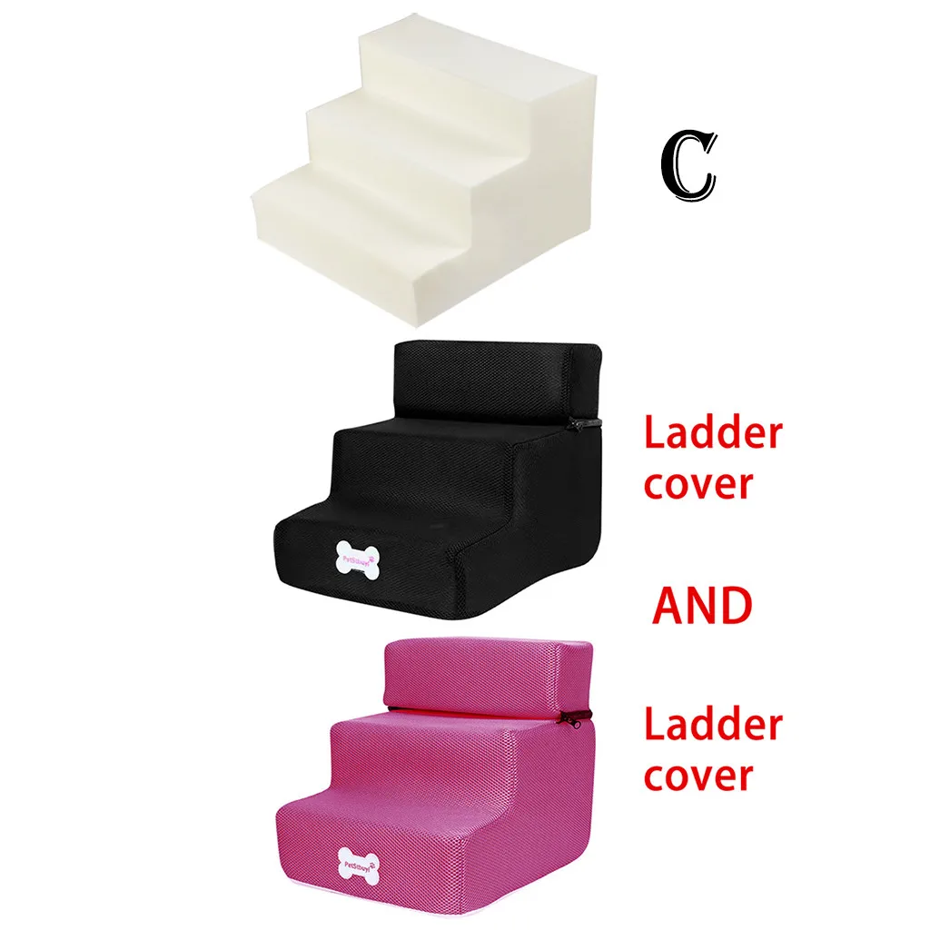 Pet Bed Stairs 3 Ladder Dog House Puppy Cat Steps Mesh Foldable Detachable Ramp Supplies | Дом и сад