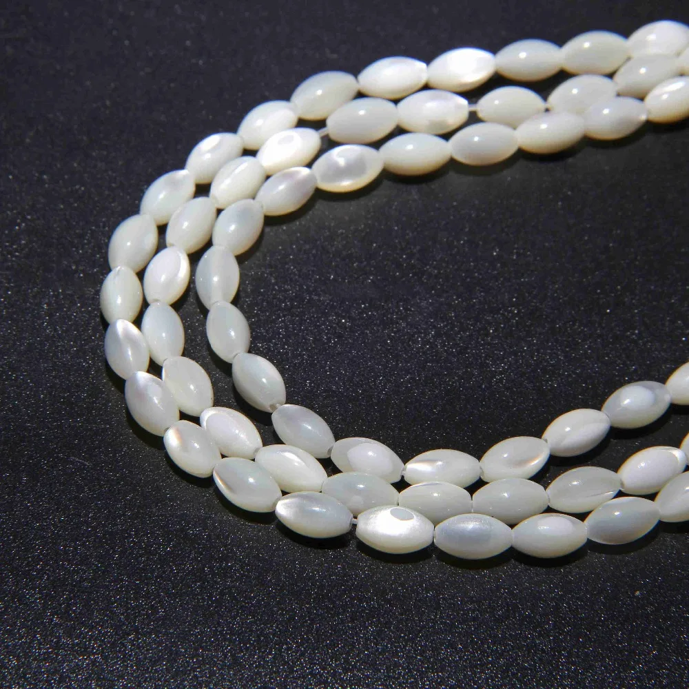 Бусины из ракушек натурального белого риса для изготовления ювелирных изделий