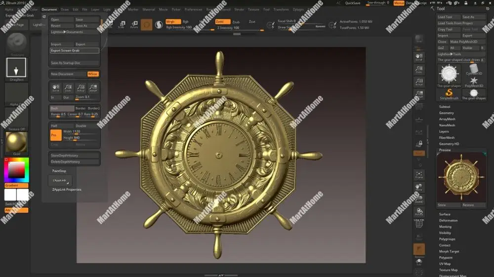 

Rudder Style Clock 3D STL Model for CNC Router Engraving & 3D Printing Relief Support ZBrush Artcam Aspire Cut3D