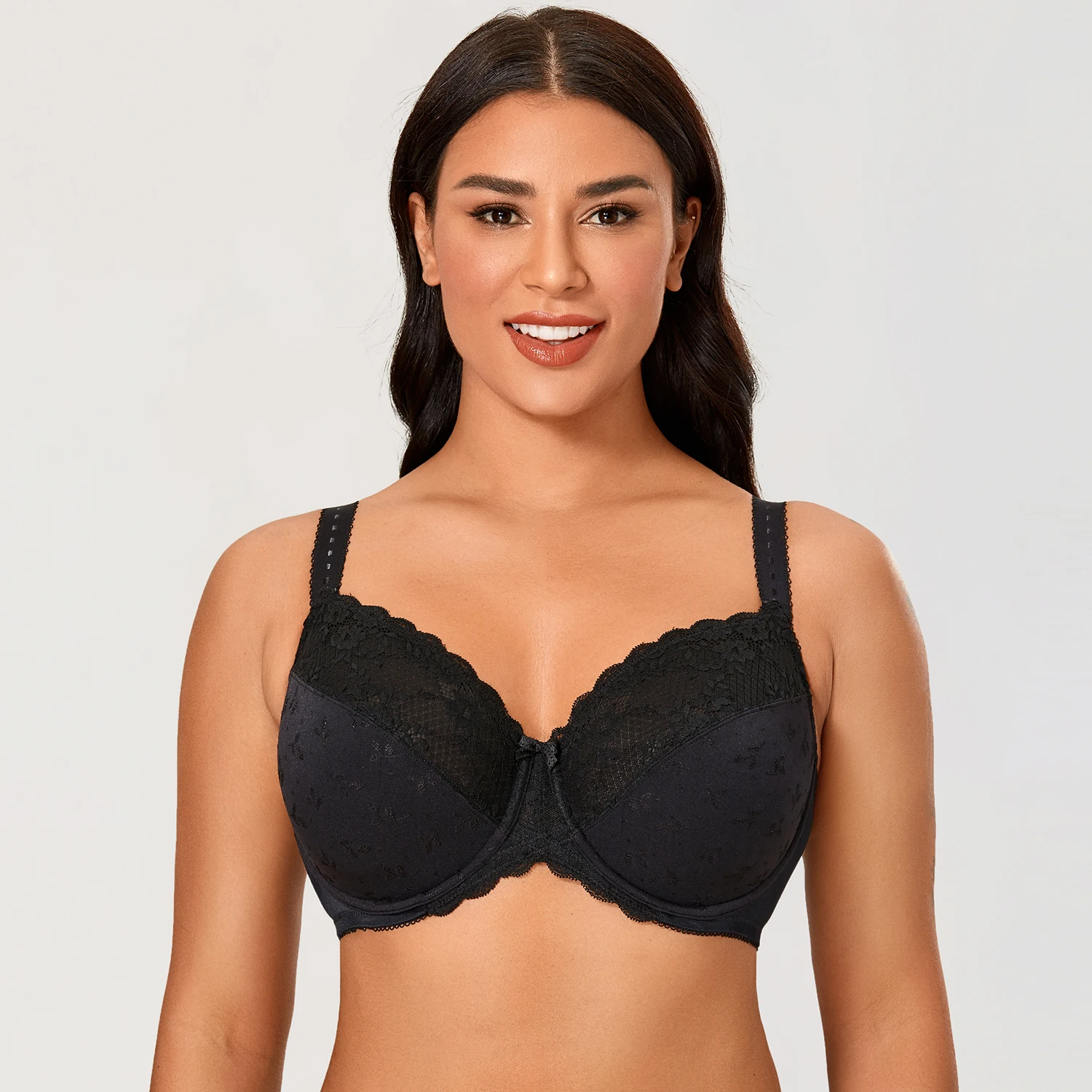 Women's Lace Minimizer Bra Plus Size Floral Unlined Full Coverage Underwire D E F G H cup