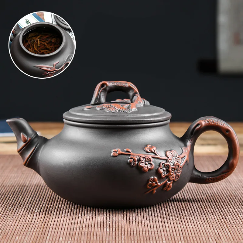 Yixing-TETERA de arcilla púrpura de gran capacidad, conjunto de té de Kungfu con filtro grande