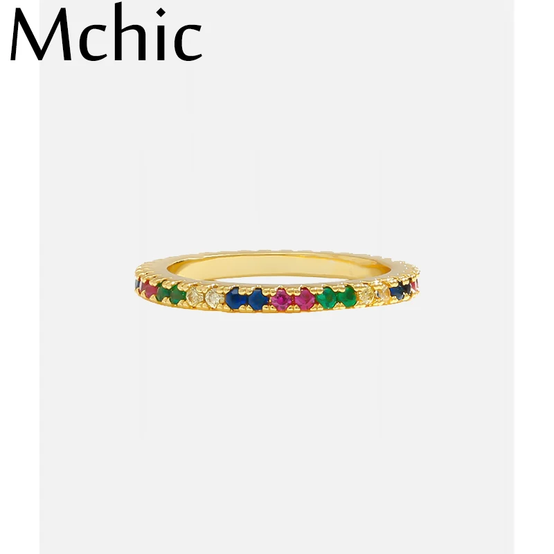 Mchic новое горячее предложение CZ Радужное геометрическое Золотое кольцо для