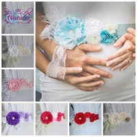 fashion pearl rhinestone peony flower sash maternity pregnancy belt elegant satin floral waistband women clothing accessories
