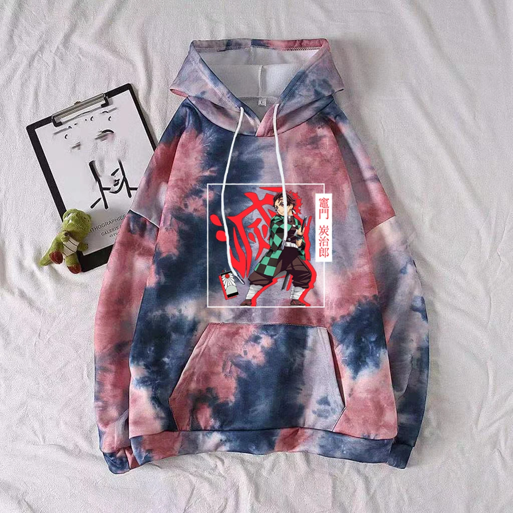 

Harajuku Style Anime Demon Slayer Hoodie Unisex Loose Casual Top Cartoon Style Hoodie