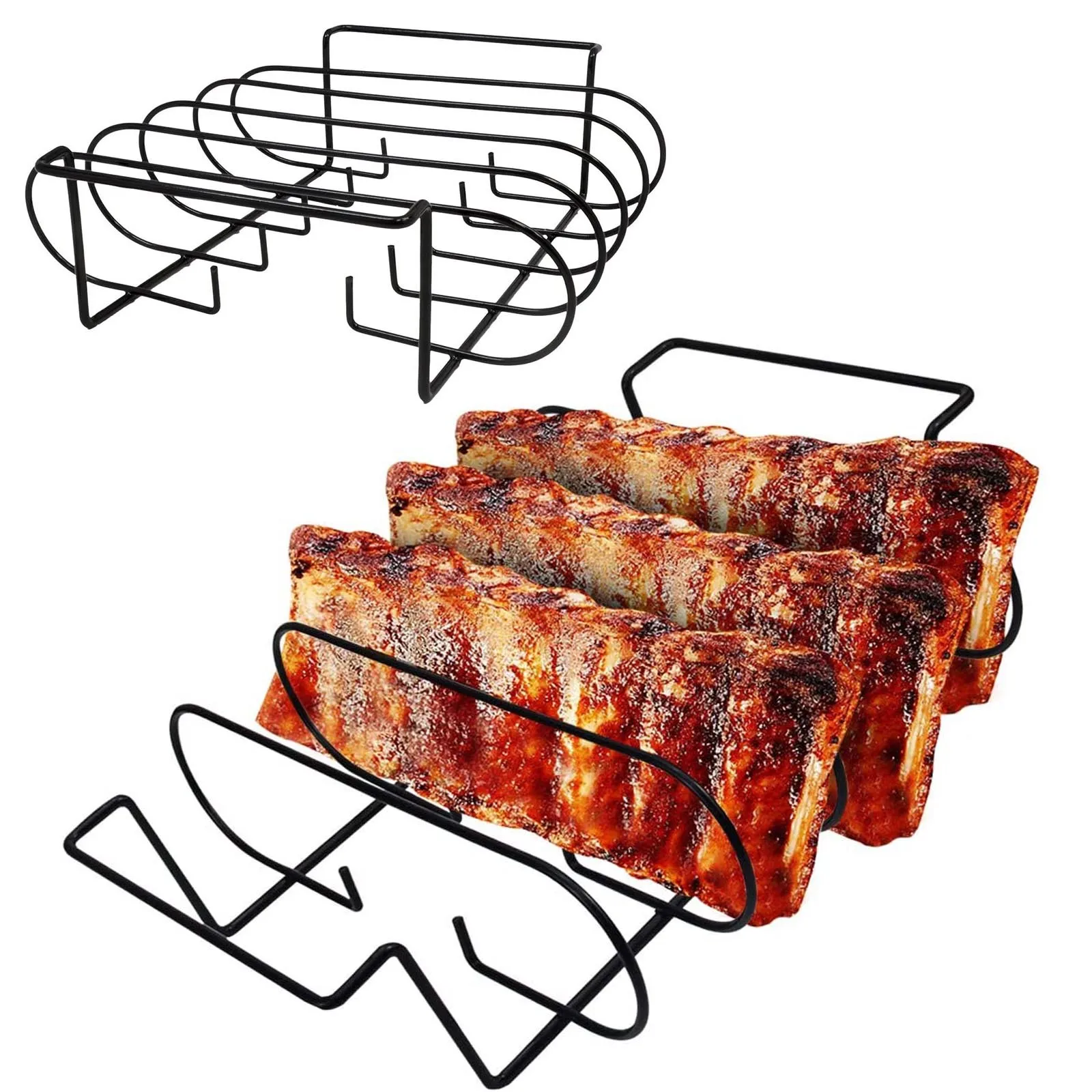 

2020 Non-Stick Rib Shelf BBQ Stand Barbecue Roast Rack Stainless Steel Grilling BBQ Chicken Beef Ribs Rack Grilling baske #40