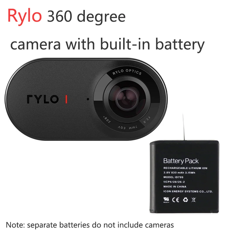 Аккумулятор для камеры Rylo 2 шт./лот 3 8 В 830 мА · ч 15 Вт/ч панорамной 4K HD с поворотом на