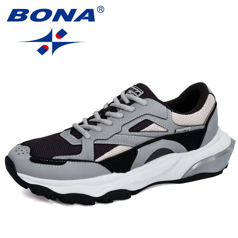 Мужские кроссовки BONA черные из кожи спортивная обувь для тренировок и занятий
