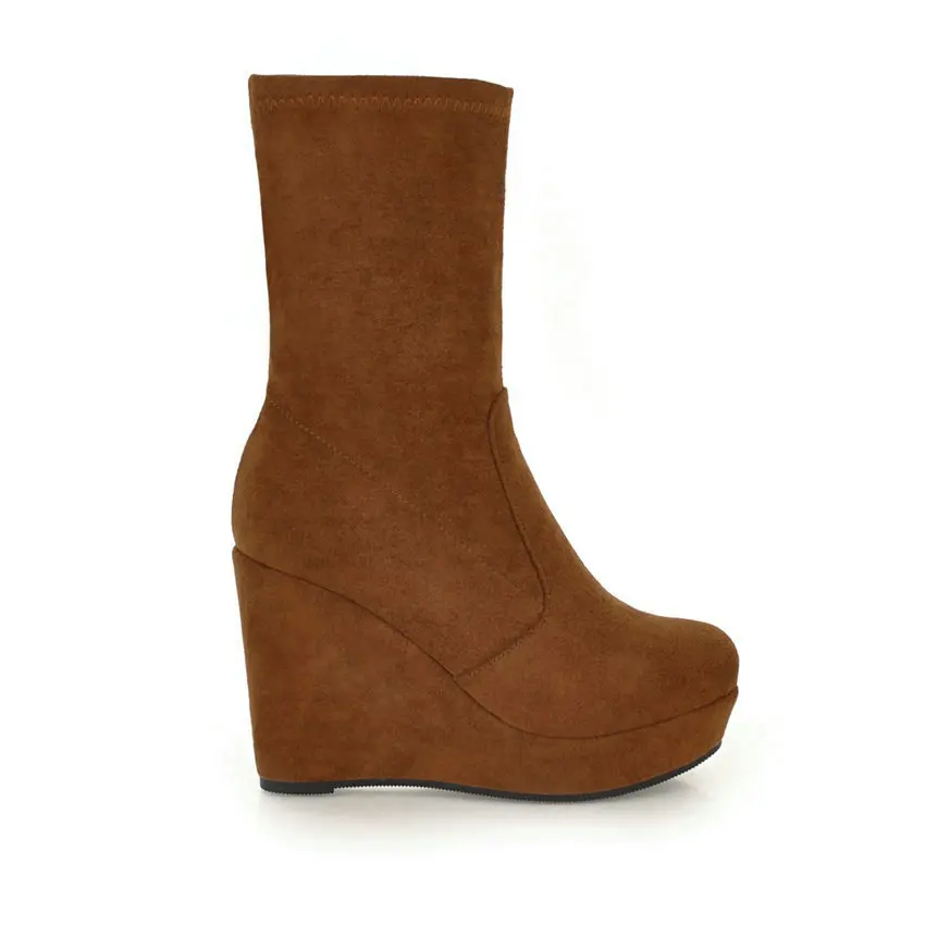 Женские ботильоны на платформе без застежки ESVEVA повседневные Ботильоны танкетке