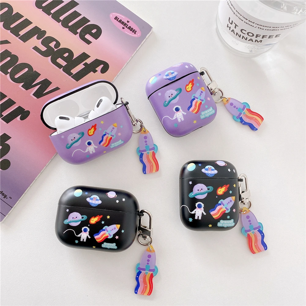 Милые Мультяшные наушники чехол для Apple Airpods 1 2 pro Space Planets Rocket Bluetooth air pods s Чехол capa