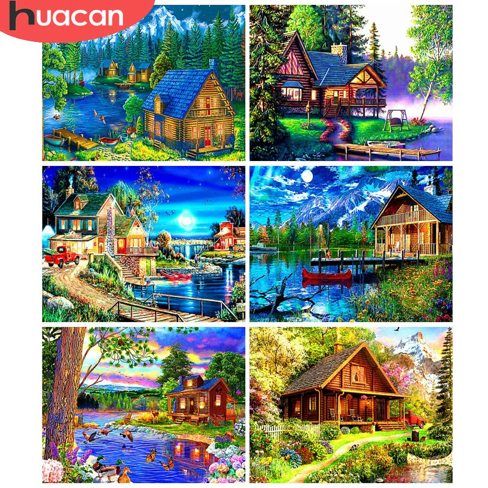 

Алмазная живопись 5D HUACAN «сделай сам», Набор для вышивки крестиком, мозаика, природный пейзаж, домашнее искусство, подарок ручной работы