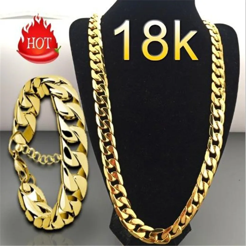 

Neck 18k Gold Chain For Men Women Big Long Necklaces Male Gold Color Hiphop Stainless Steel Cuban Chain Necklace Collares Gift