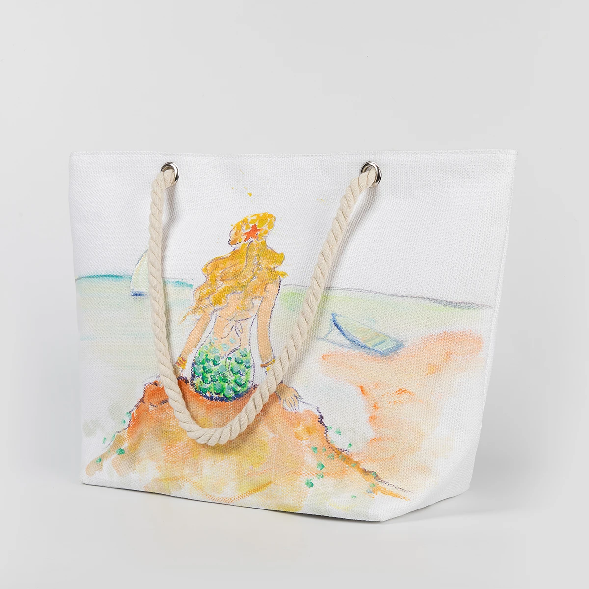 Ручная роспись Русалка модная пляжная сумка сумочка Экологичная Удобная