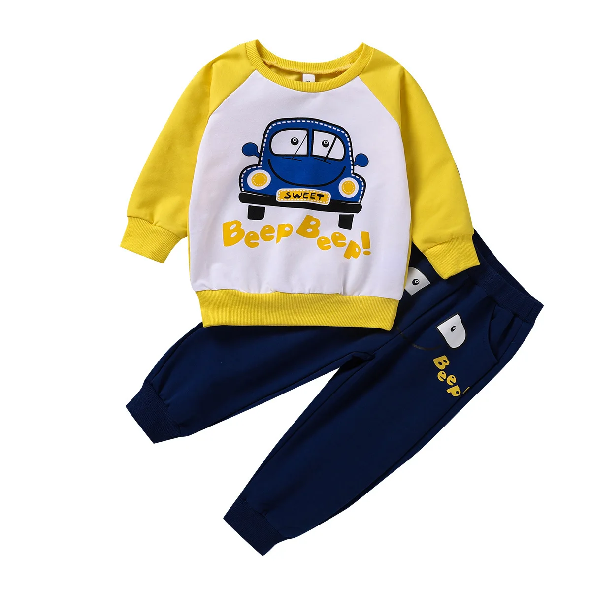 

New Spring And Autumn Boy Suit Fashion Cartoon Letter Printing Long Sleeve + Trousers Two-piece 2-6 Years Old Children Suit