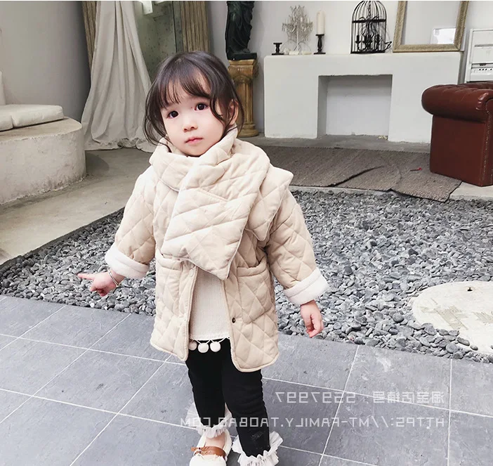 Одежда с хлопковой подкладкой для девочек очень мягкое бархатное плотное пальто