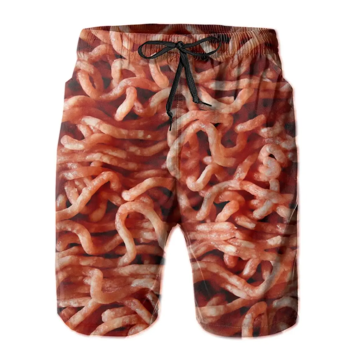 

Summer Men Causal Short Breathable Quick Dry Funny Novelty Food Full Printed,Sausage Party Loose Minced Meat Male Shorts