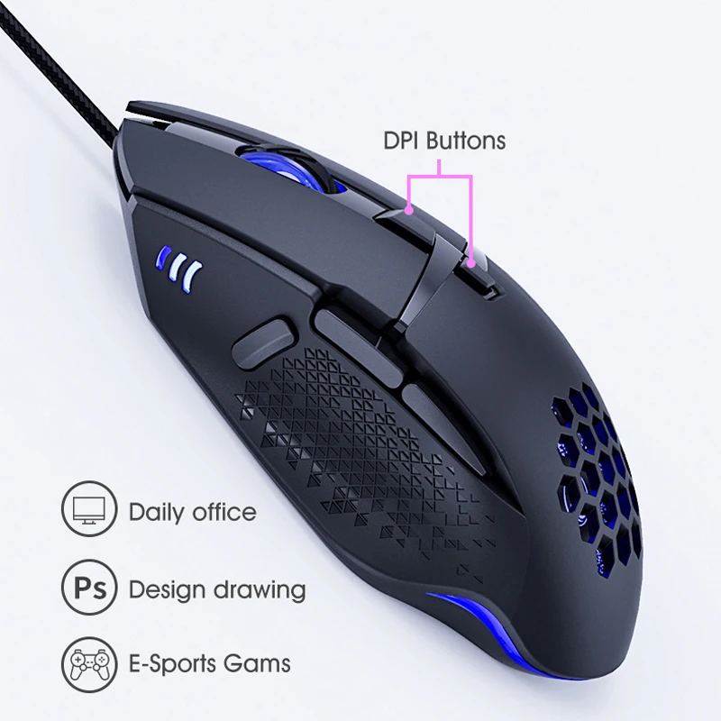 

Computer Game Wired Mouse USB Interface RGB 8 Button Mechanical Mouse 7200DPI Ergonomic Non-slip Wheel