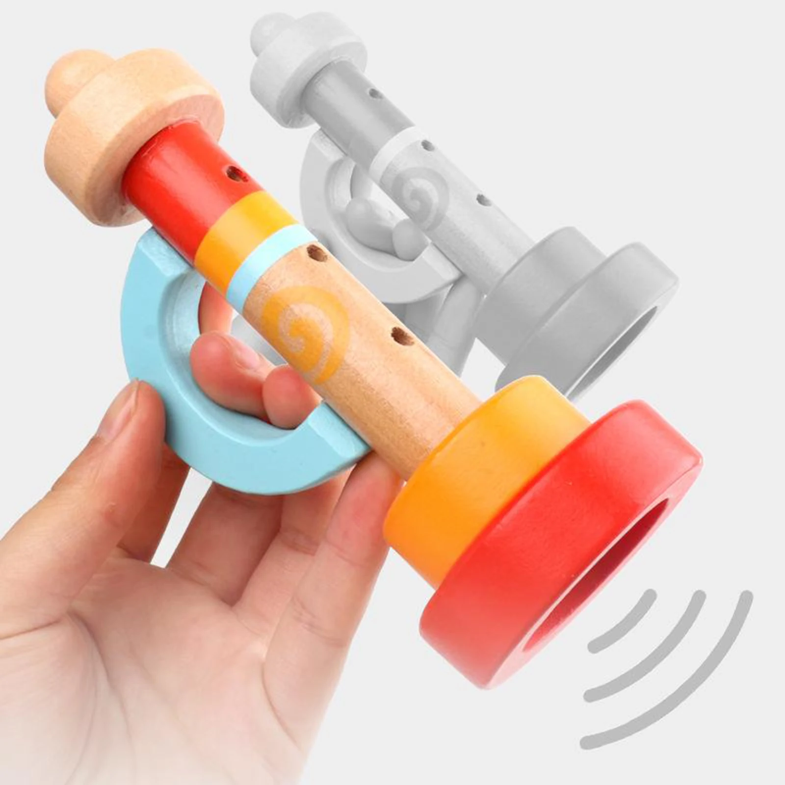 

Wooden Musical Trumpet 3 Hole Horn Wind Instrument for Kids Music Art Toys
