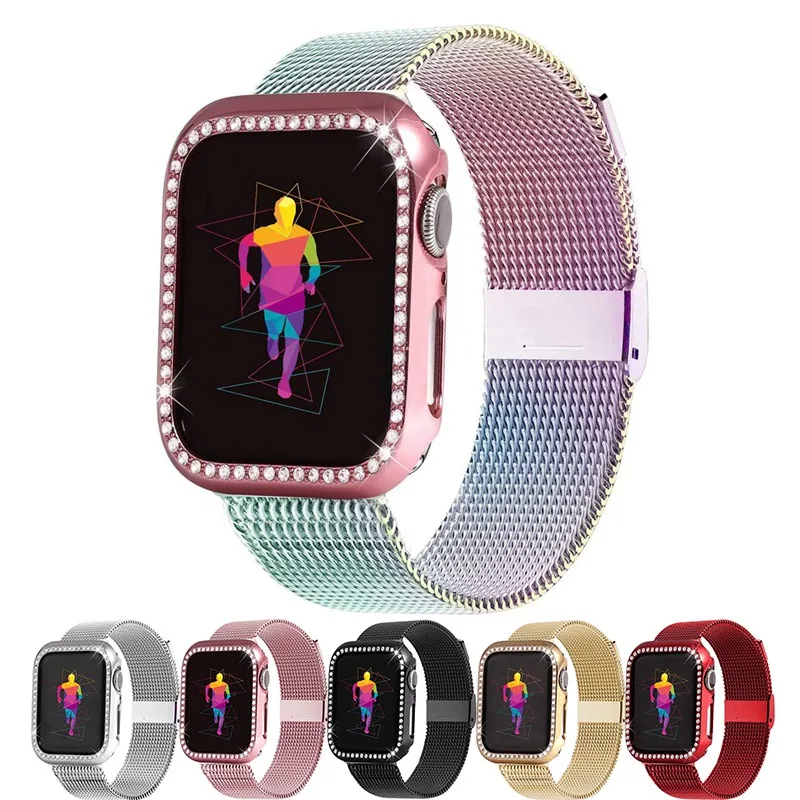 Подходит для Apple Watch Band 38 мм 40 42 44 с защитной пленкой экрана чехол спортивный