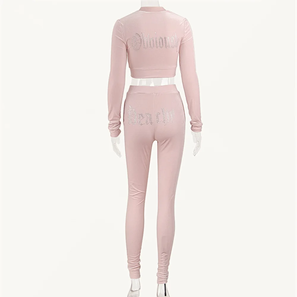 Спортивный костюм SRUBY Женский блестящий комплект из двух предметов топ и брюки