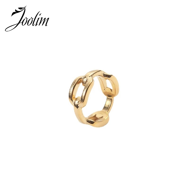 

Joolim Jewelry High End Pvd Plated Finish Waterproof Permanent Simple Link Chain Stainless Steel Rings for Women