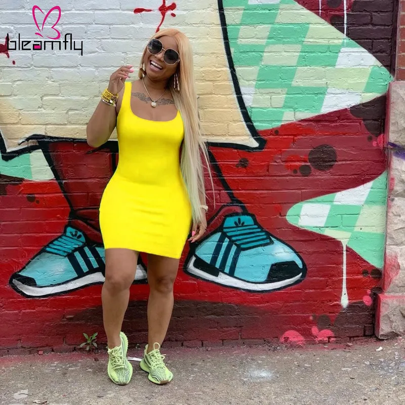 Новинка 2019 женское летнее облегающее мини платье с О образным вырезом без