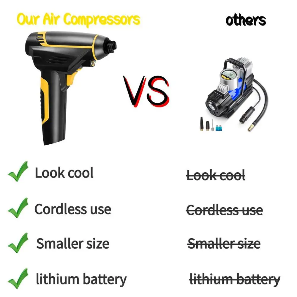 Аккумуляторный воздушный компрессор насос для накачки шин аккумуляторная