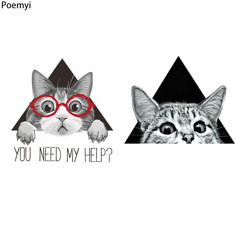 

Cute Cat Patches for Clothes Jeans Applique Animal Stripes Thermo Stickers on Clothes Diy Iron on Transfer for Clothing